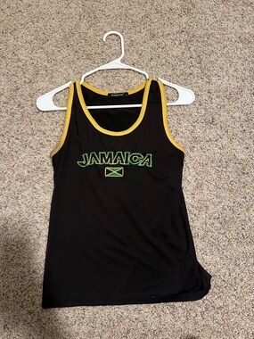 Jamaica Black Tank Top with Yellow Trim